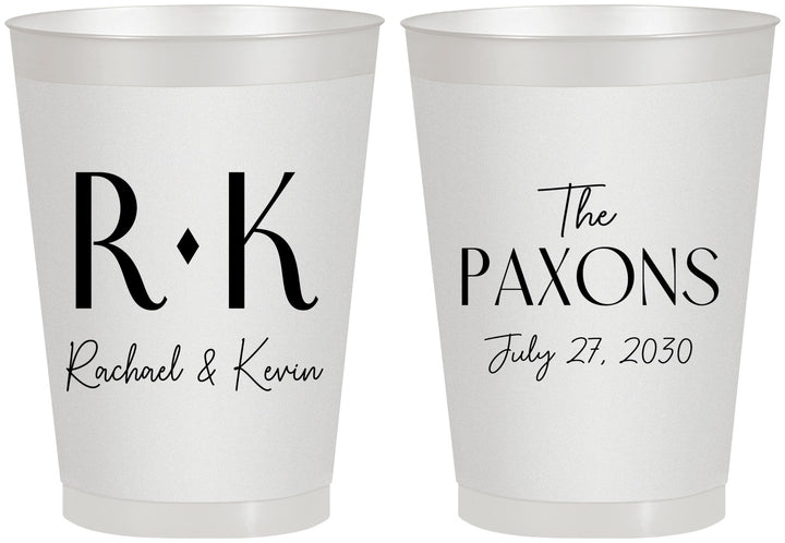 Personalized Wedding 8 oz Frosted Cups - Two Letter Monogram | 802