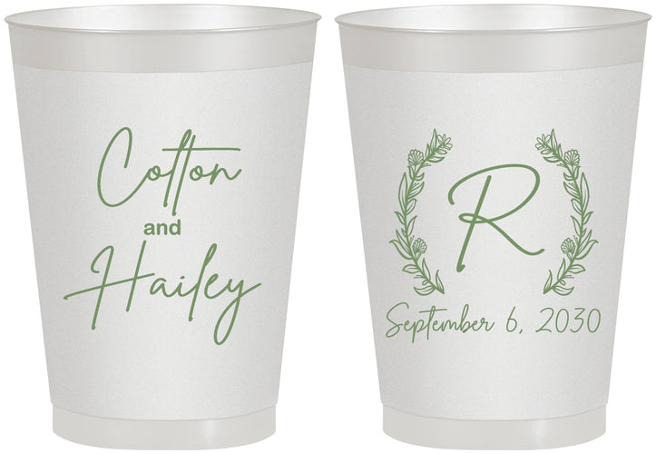 Personalized Wedding 8 oz Frosted Cups - Monogram | 803