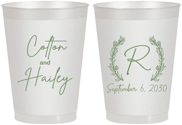 Personalized Wedding 8 oz Frosted Cups - Monogram | 803