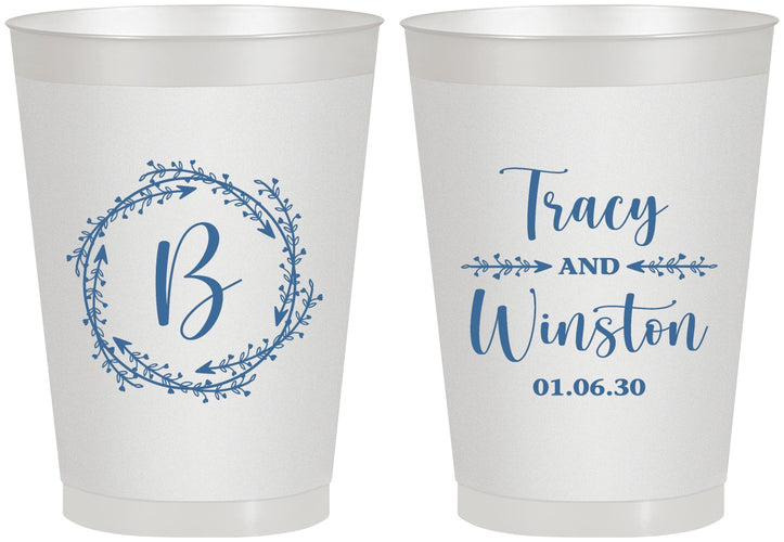 Personalized Wedding 8 oz Frosted Cups - Monogram | 804