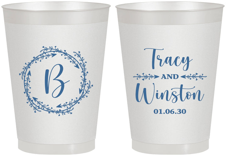 Personalized Wedding 8 oz Frosted Cups - Monogram | 804