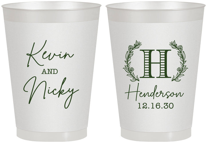 Personalized Wedding 8 oz Frosted Cups - Monogram | 805