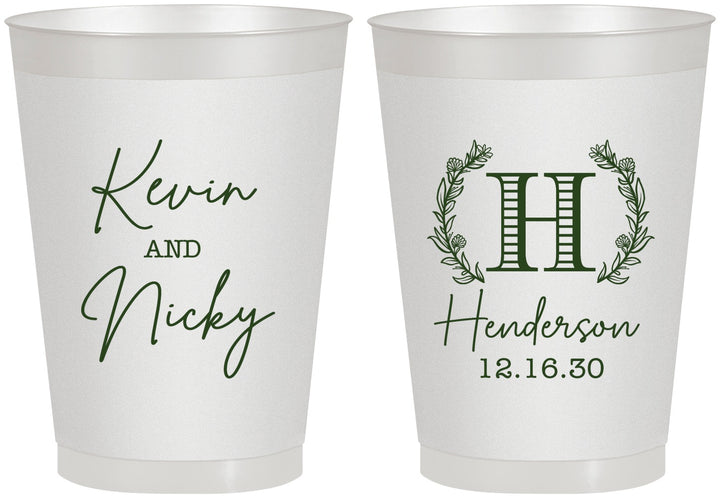 Personalized Wedding 8 oz Frosted Cups - Monogram | 805