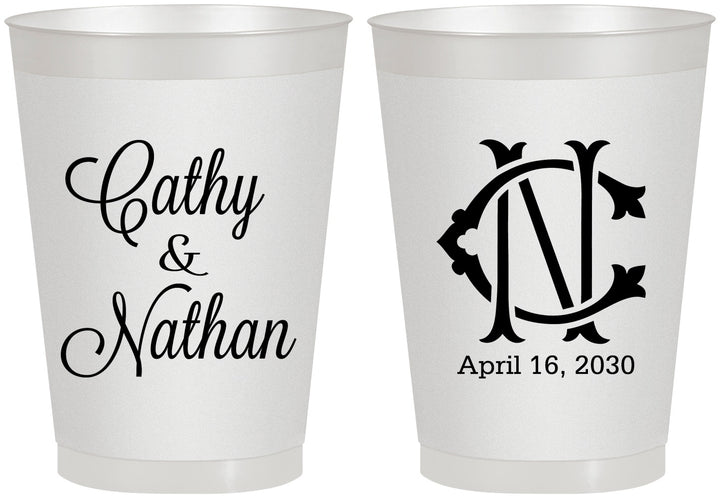 Personalized Wedding 8 oz Frosted Cups - Two Letter Monogram | 807