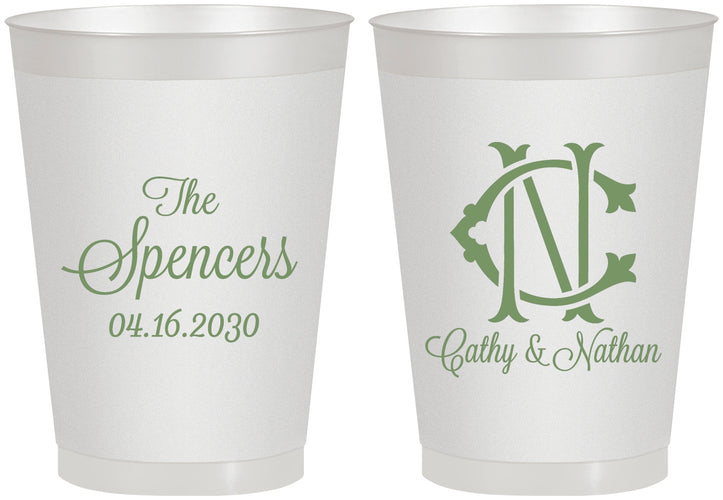 Personalized Wedding 8 oz Frosted Cups - Two Letter Monogram | 808