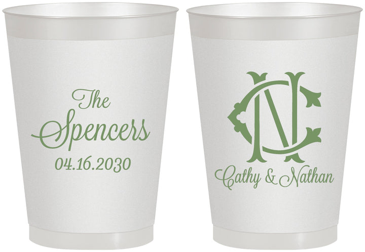 Personalized Wedding 8 oz Frosted Cups - Two Letter Monogram | 808