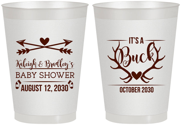 Personalized Baby Shower 8 oz Frosted Cups - It’s A Buck Antler | 90000
