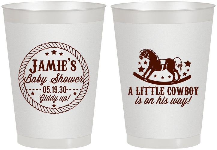Personalized Baby Shower 8 oz Frosted Cups - Little Cowboy | 90003