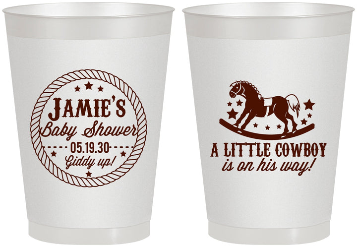 Personalized Baby Shower 8 oz Frosted Cups - Little Cowboy | 90003
