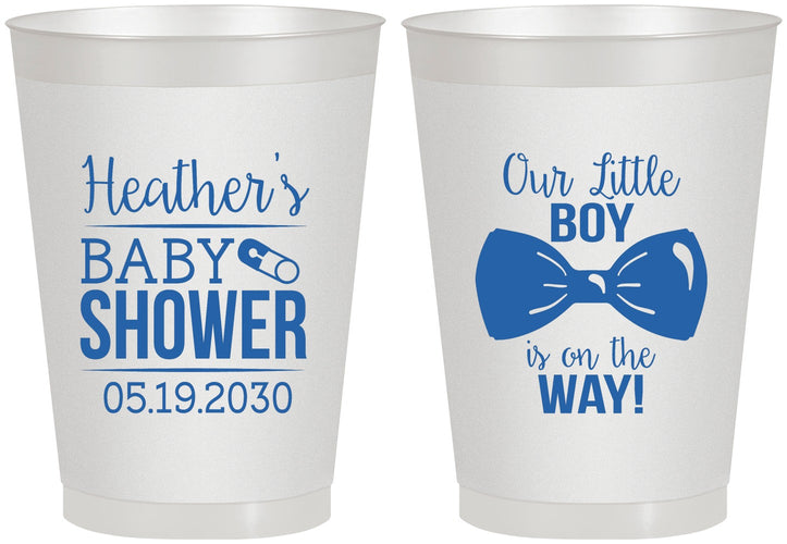 Personalized Baby Shower 8 oz Frosted Cups - Little Boy Is On The Way | 90005
