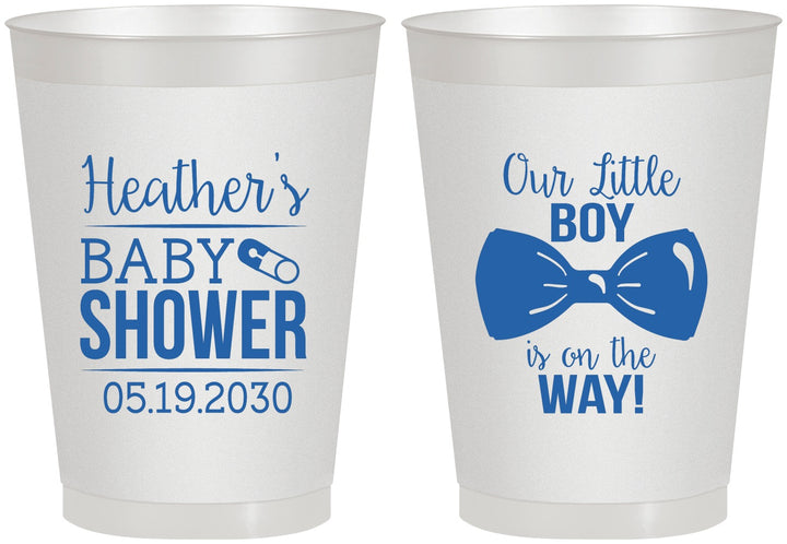 Personalized Baby Shower 8 oz Frosted Cups - Little Boy Is On The Way | 90005