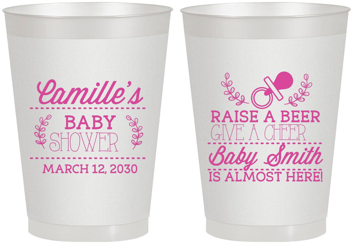 Personalized Baby Shower 8 oz Frosted Cups - Raise A Beer | 90008