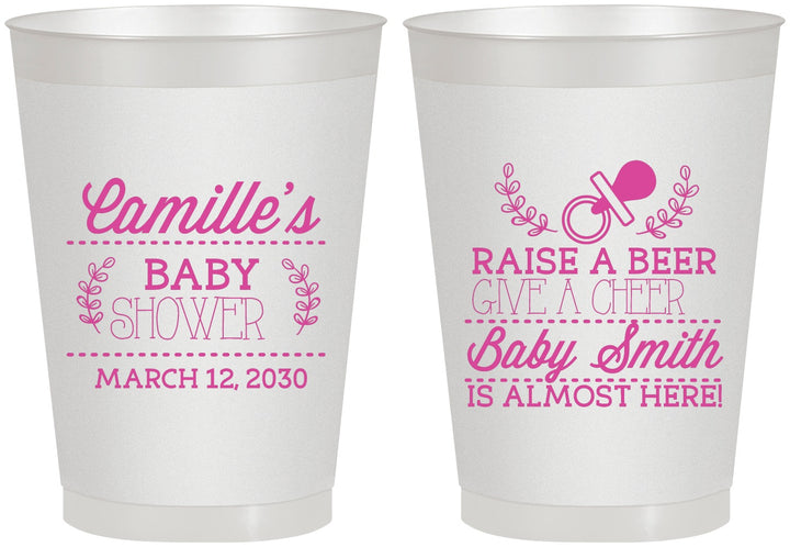 Personalized Baby Shower 8 oz Frosted Cups - Raise A Beer | 90008