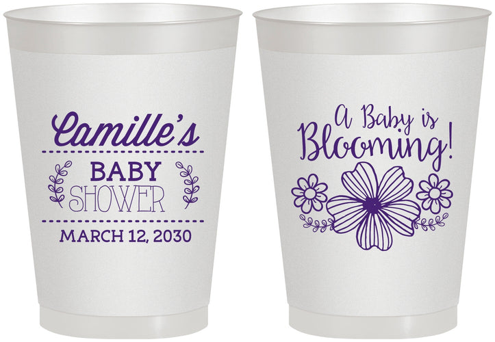 Personalized Baby Shower 8 oz Frosted Cups - Blooming | 90009