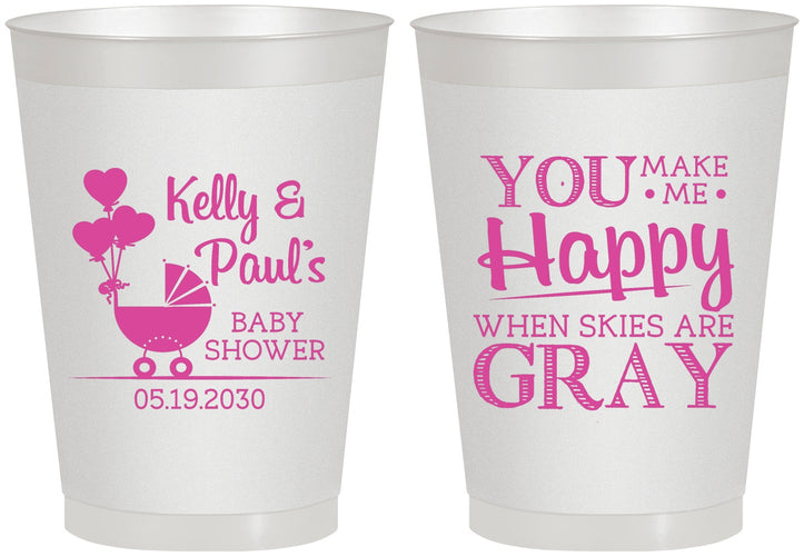 Personalized Baby Shower 8 oz Frosted Cups - You Make Me Happy | 90010