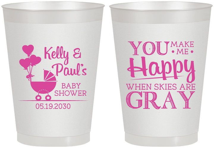 Personalized Baby Shower 8 oz Frosted Cups - You Make Me Happy | 90010