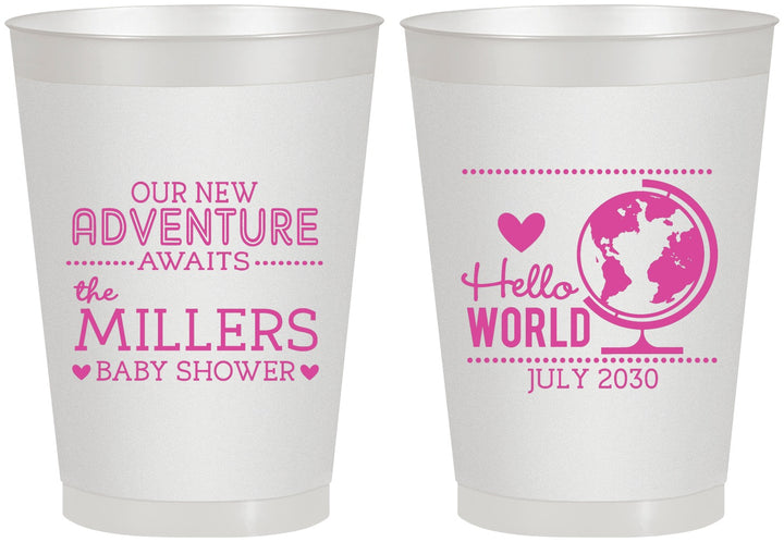 Personalized Baby Shower 8 oz Frosted Cups - Hello World | 90013