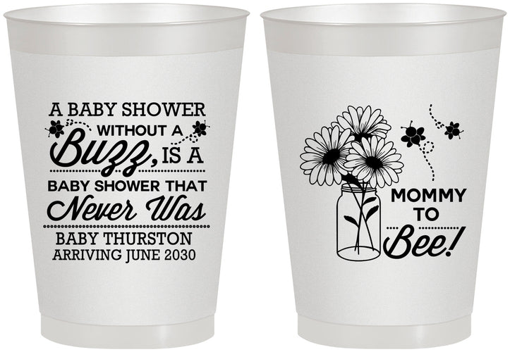 Personalized Baby Shower 8 oz Frosted Cups - Mommy To Bee | 90016