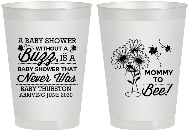 Personalized Baby Shower 8 oz Frosted Cups - Mommy To Bee | 90016