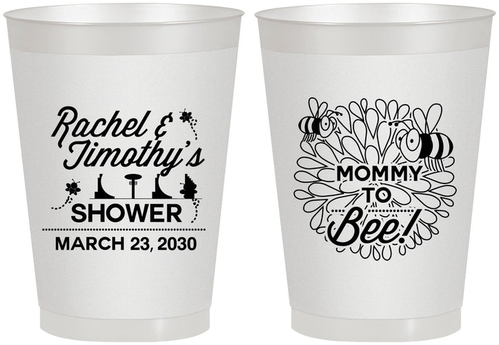 Personalized Baby Shower 8 oz Frosted Cups - Mommy To Bee | 90017
