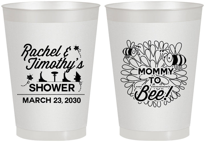 Personalized Baby Shower 8 oz Frosted Cups - Mommy To Bee | 90017