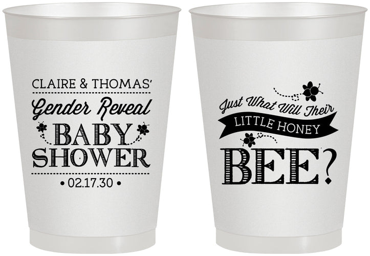 Personalized Baby Shower 8 oz Frosted Cups - Little Honey Bee | 90018