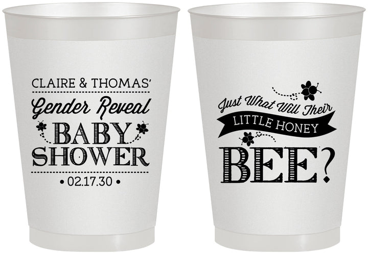 Personalized Baby Shower 8 oz Frosted Cups - Little Honey Bee | 90018