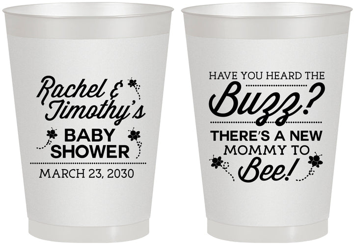 Personalized Baby Shower 8 oz Frosted Cups - Mommy To Bee | 90019