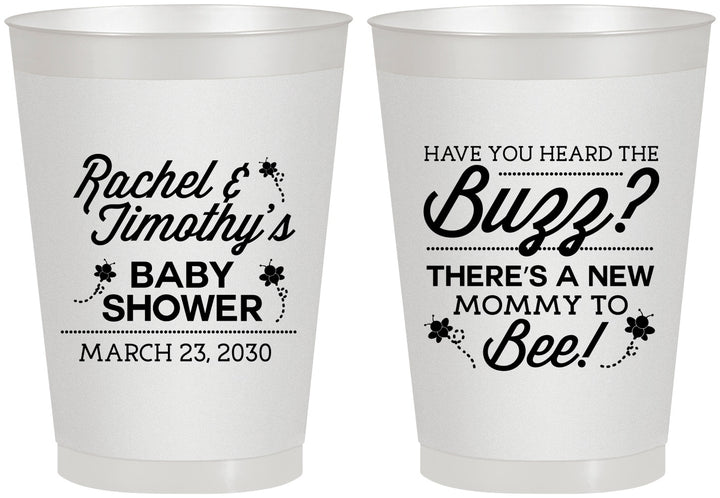 Personalized Baby Shower 8 oz Frosted Cups - Mommy To Bee | 90019