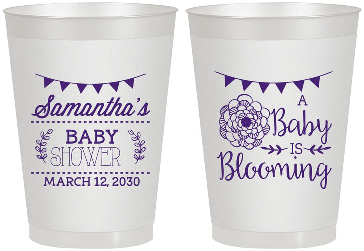 Personalized Baby Shower 8 oz Frosted Cups - Blooming | 90020