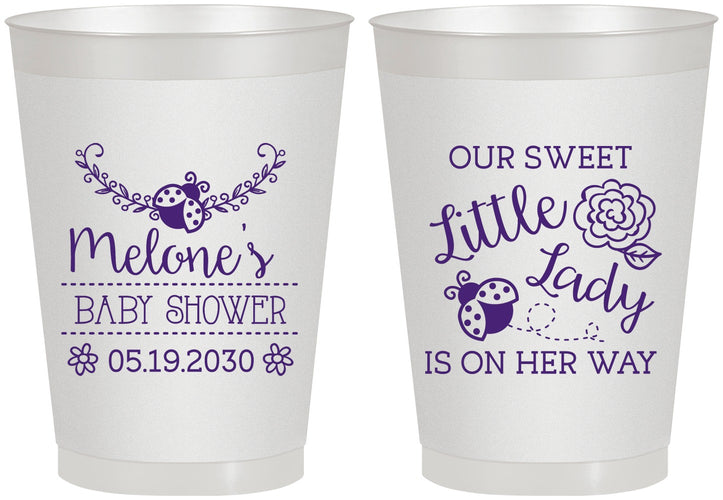 Personalized Baby Shower 8 oz Frosted Cups - Little Lady On The Way | 90021
