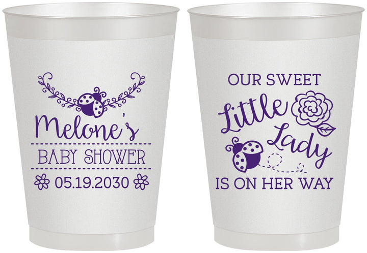 Personalized Baby Shower 8 oz Frosted Cups - Little Lady On The Way | 90021