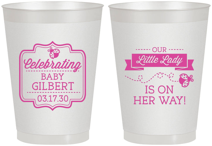 Personalized Baby Shower 8 oz Frosted Cups - Little Lady On The Way | 90022