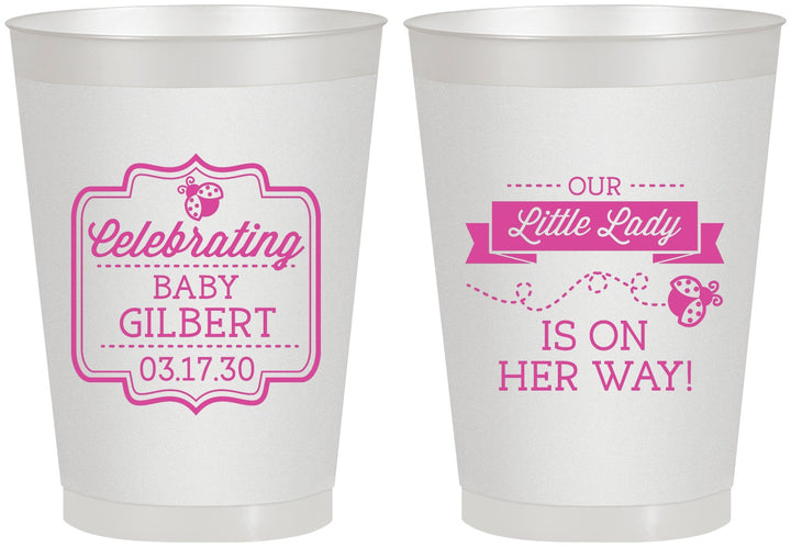 Personalized Baby Shower 8 oz Frosted Cups - Little Lady On The Way | 90022