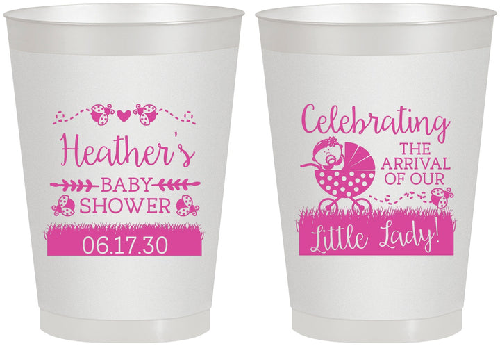 Personalized Baby Shower 8 oz Frosted Cups - Little Lady On The Way | 90023