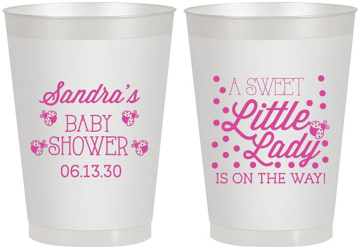 Personalized Baby Shower 8 oz Frosted Cups - Sweet Little Lady | 90024