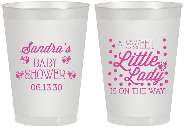 Personalized Baby Shower 8 oz Frosted Cups - Sweet Little Lady | 90024