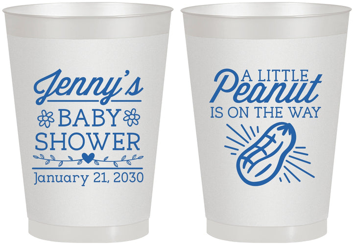 Personalized Baby Shower 8 oz Frosted Cups - Peanut On The Way | 90025