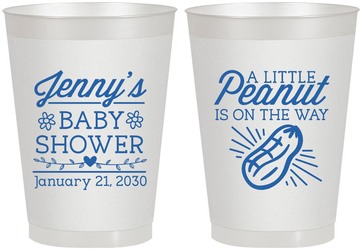 Personalized Baby Shower 8 oz Frosted Cups - Peanut On The Way | 90025
