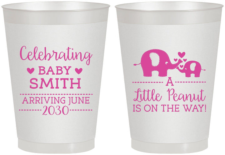 Personalized Baby Shower 8 oz Frosted Cups - Peanut On The Way | 90027