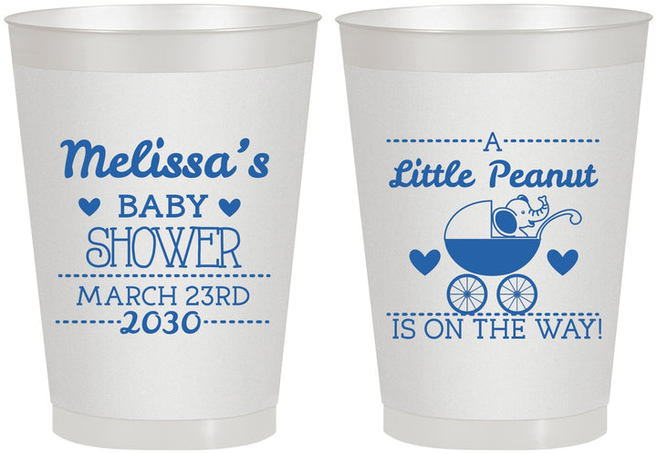 Personalized Baby Shower 8 oz Frosted Cups - Peanut On The Way | 90028