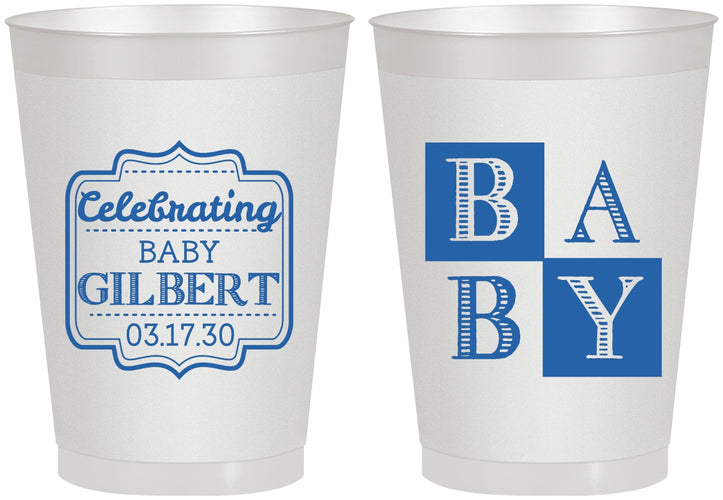 Personalized Baby Shower 8 oz Frosted Cups - Celebrating | 90029