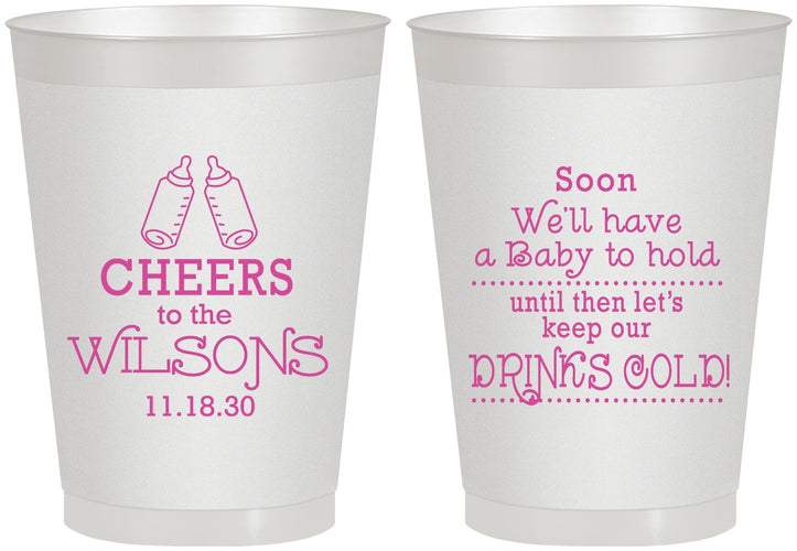 Personalized Baby Shower 8 oz Frosted Cups - Cheers Bottle | 90031