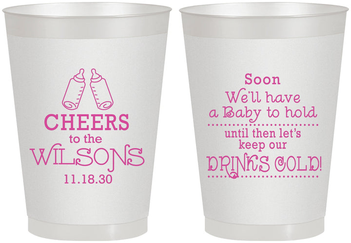 Personalized Baby Shower 8 oz Frosted Cups - Cheers Bottle | 90031