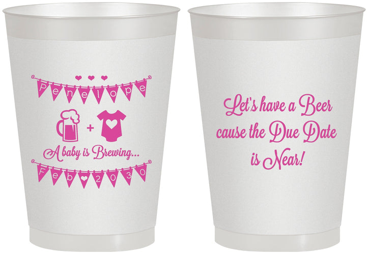 Personalized Baby Shower 8 oz Frosted Cups - Beer Due Date Is Near | 90032