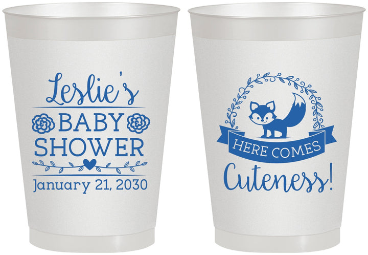 Personalized Baby Shower 8 oz Frosted Cups - Fox Cuteness | 90036