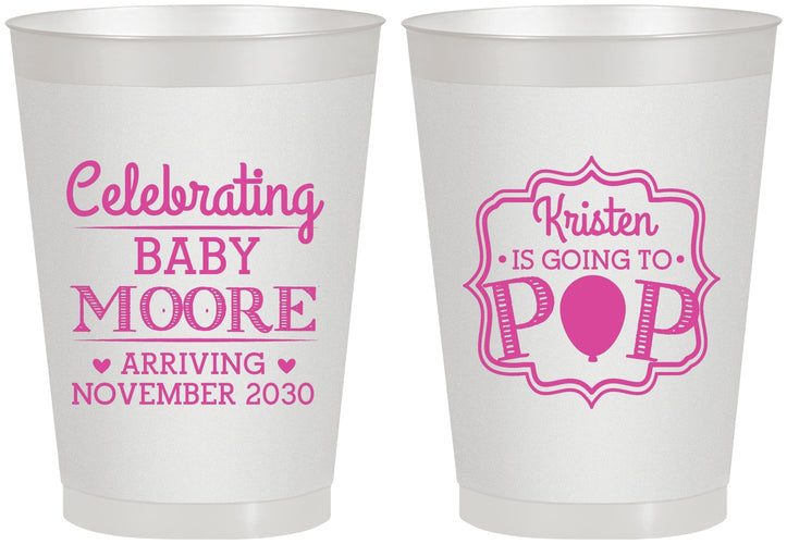 Personalized Baby Shower 8 oz Frosted Cups - Going To Pop | 90040