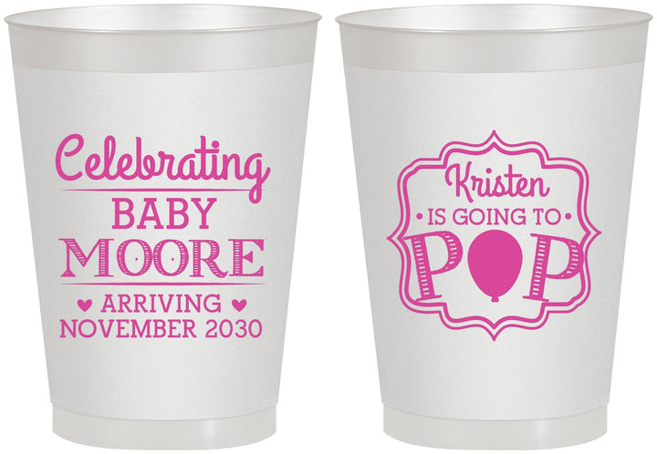 Personalized Baby Shower 8 oz Frosted Cups - Going To Pop | 90040