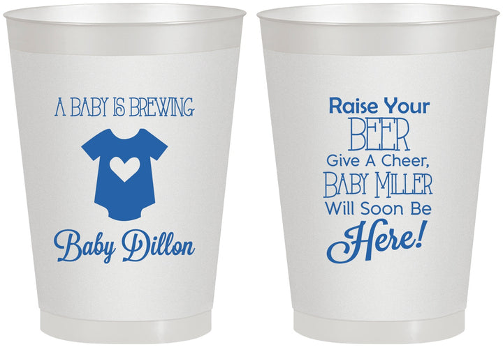 Personalized Baby Shower 8 oz Frosted Cups - Baby Is Brewing | 90041