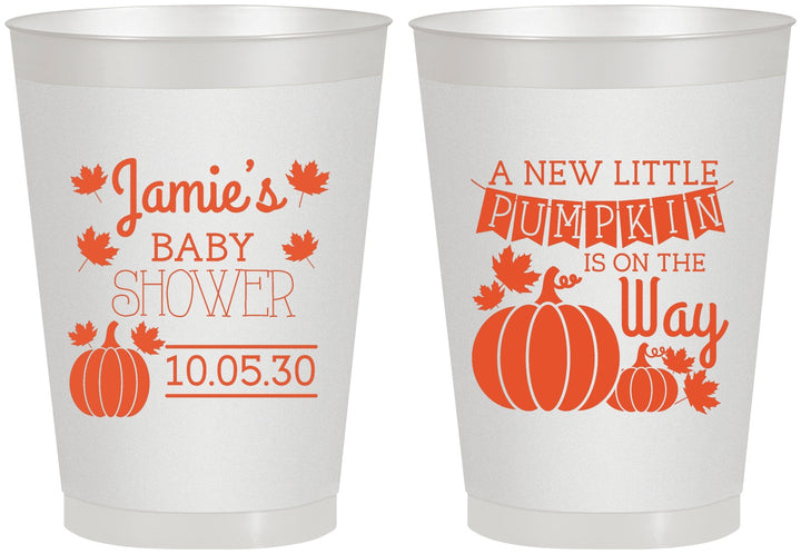 Personalized Baby Shower 8 oz Frosted Cups - Pumpkin On The Way | 90042
